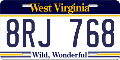 WV license plate 8RJ768
