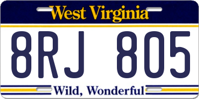 WV license plate 8RJ805