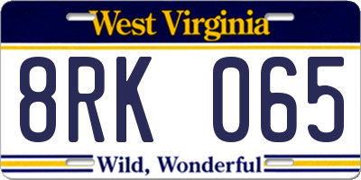 WV license plate 8RK065