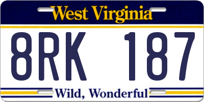 WV license plate 8RK187