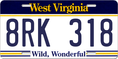 WV license plate 8RK318