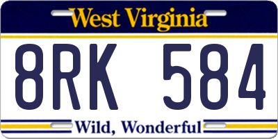WV license plate 8RK584