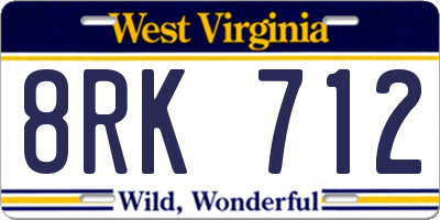 WV license plate 8RK712