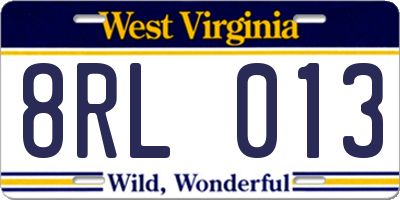 WV license plate 8RL013