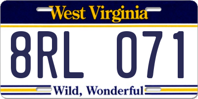 WV license plate 8RL071