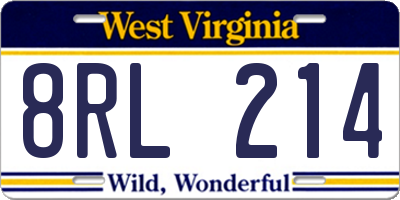 WV license plate 8RL214