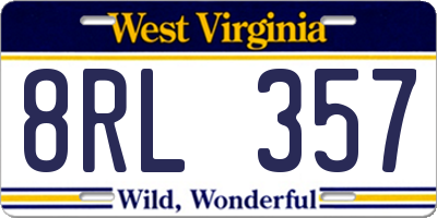 WV license plate 8RL357