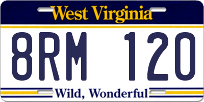 WV license plate 8RM120