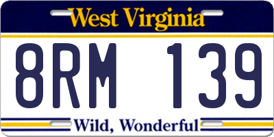WV license plate 8RM139