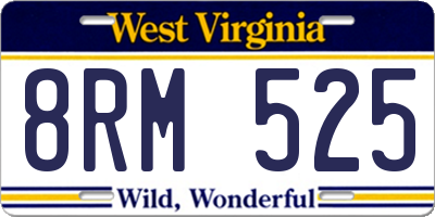 WV license plate 8RM525