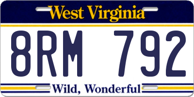 WV license plate 8RM792