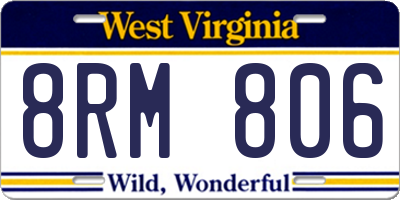 WV license plate 8RM806