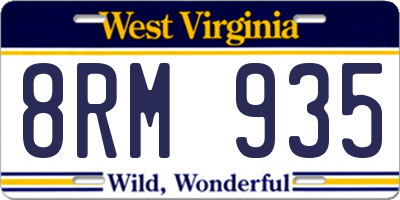 WV license plate 8RM935