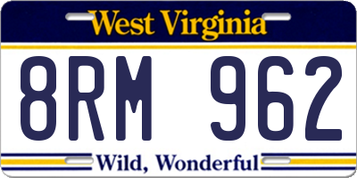 WV license plate 8RM962