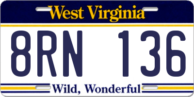 WV license plate 8RN136