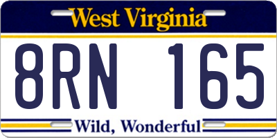 WV license plate 8RN165