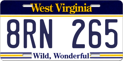 WV license plate 8RN265