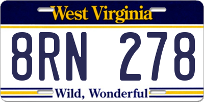 WV license plate 8RN278