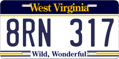 WV license plate 8RN317