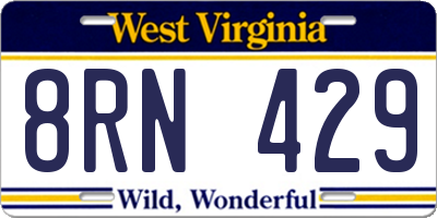 WV license plate 8RN429
