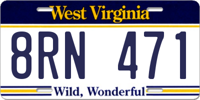 WV license plate 8RN471