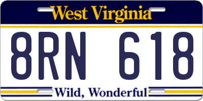 WV license plate 8RN618