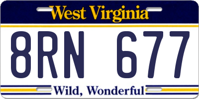 WV license plate 8RN677