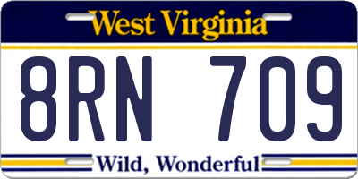 WV license plate 8RN709