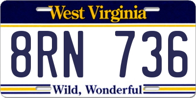 WV license plate 8RN736
