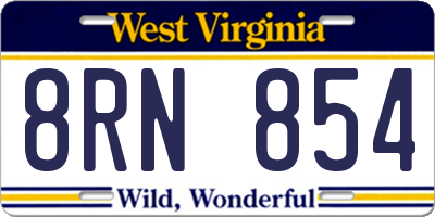 WV license plate 8RN854