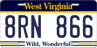 WV license plate 8RN866
