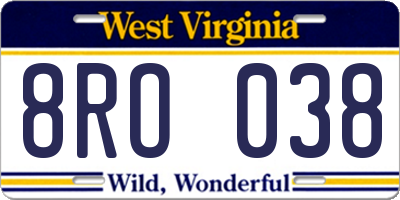 WV license plate 8RO038