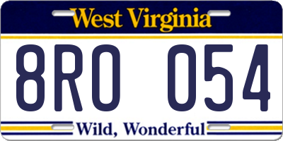 WV license plate 8RO054