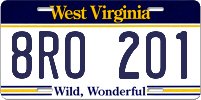WV license plate 8RO201