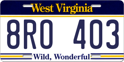 WV license plate 8RO403