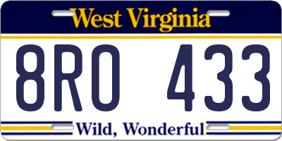 WV license plate 8RO433