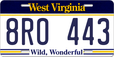WV license plate 8RO443