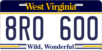 WV license plate 8RO600