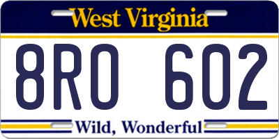 WV license plate 8RO602