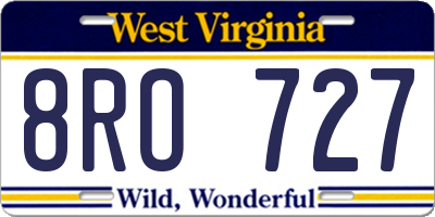 WV license plate 8RO727
