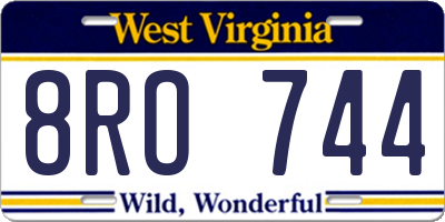 WV license plate 8RO744