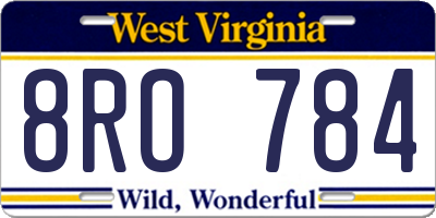 WV license plate 8RO784