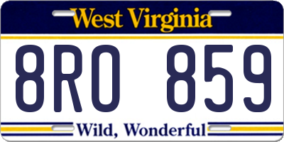 WV license plate 8RO859