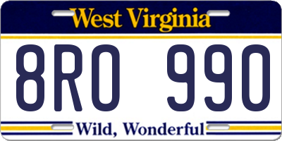 WV license plate 8RO990