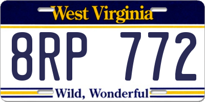 WV license plate 8RP772