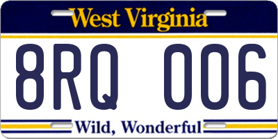WV license plate 8RQ006