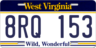 WV license plate 8RQ153