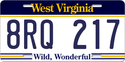 WV license plate 8RQ217