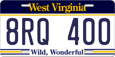 WV license plate 8RQ400