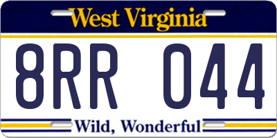 WV license plate 8RR044